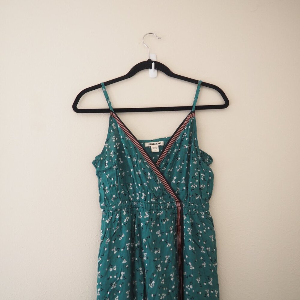 !! Billabong Soft Seas Green Emerald Bay Floral Printed Spaghetti Strap - Picture 6 of 8